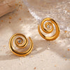 Wholesale Stainless Steel Geometric Swirl Rhinestone Rotating Earrings For Women Electroplated Simple Style