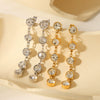 Wholesale Stainless Steel Geometric Tassel Diamond Earrings With Electroplating For Women