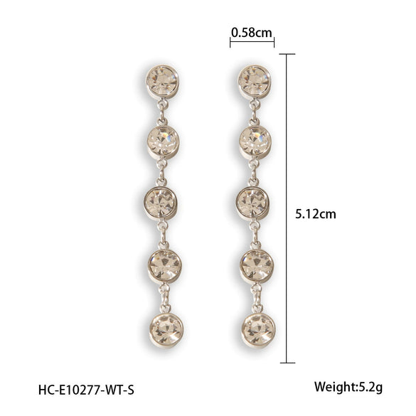 Wholesale Stainless Steel Geometric Tassel Diamond Earrings With Electroplating For Women