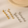 Wholesale Stainless Steel Geometric Tassel Diamond Earrings With Electroplating For Women