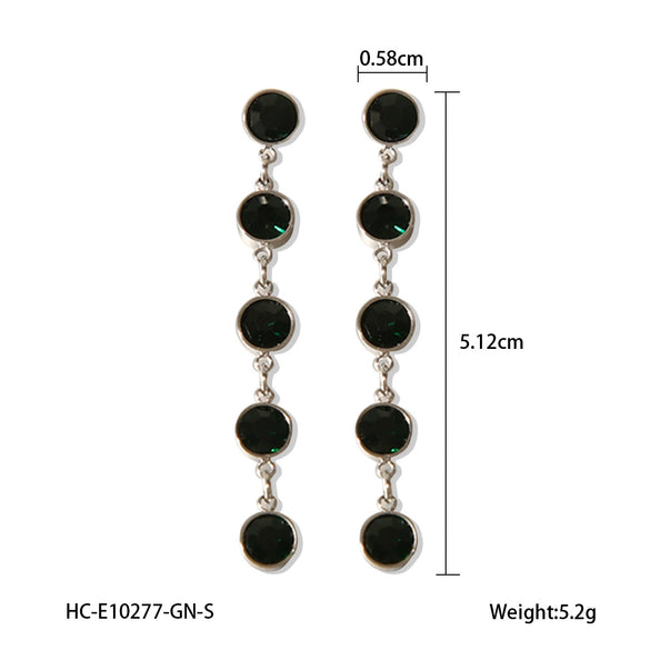 Wholesale Stainless Steel Geometric Tassel Diamond Earrings With Electroplating For Women