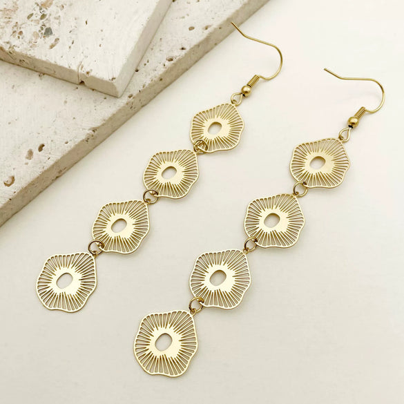 Wholesale Stainless Steel Geometric Tassel Earrings Cold Style Simple Irregular Exaggerated Hollow Electroplated For Women