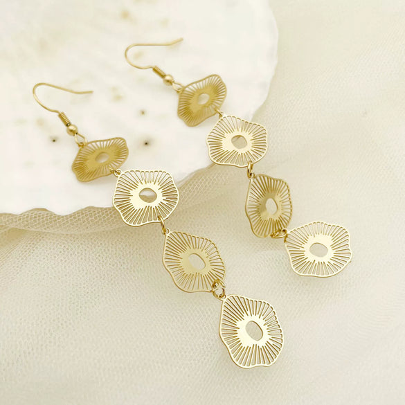 Wholesale Stainless Steel Geometric Tassel Earrings Cold Style Simple Irregular Exaggerated Hollow Electroplated For Women