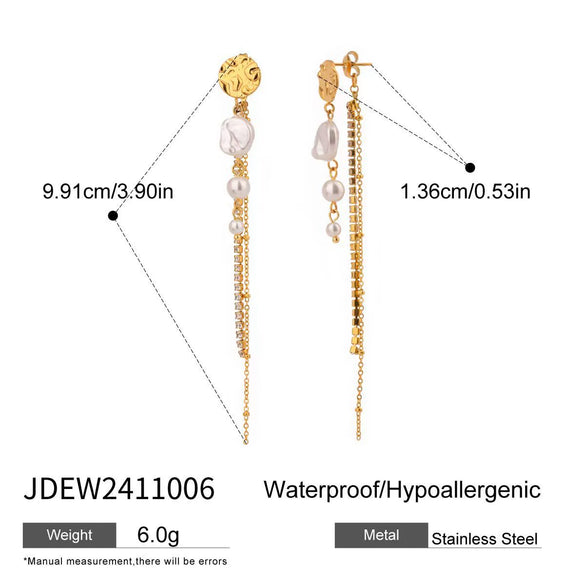 Wholesale Stainless Steel Geometric Tassel Earrings With Electroplating For Women