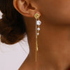 Wholesale Stainless Steel Geometric Tassel Earrings With Electroplating For Women