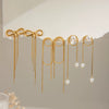 Wholesale Stainless Steel Geometric Tassel Earrings With Electroplating Light Luxury Design For Women