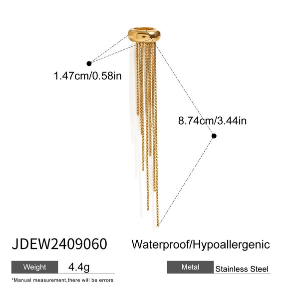 Wholesale Stainless Steel Geometric Tassel Earrings With Electroplating Light Luxury Design For Women