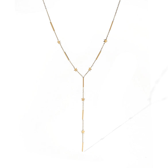 Wholesale Stainless Steel Geometric Tassel Necklace 18K Gold Plated