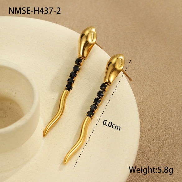 Wholesale Stainless Steel Geometric Tassel Snake Cobra Pendant Earrings Necklace With Electroplating For Women