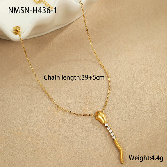 Wholesale Stainless Steel Geometric Tassel Snake Cobra Pendant Earrings Necklace With Electroplating For Women