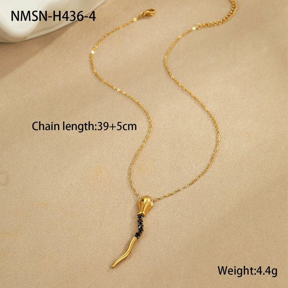 Wholesale Stainless Steel Geometric Tassel Snake Cobra Pendant Earrings Necklace With Electroplating For Women