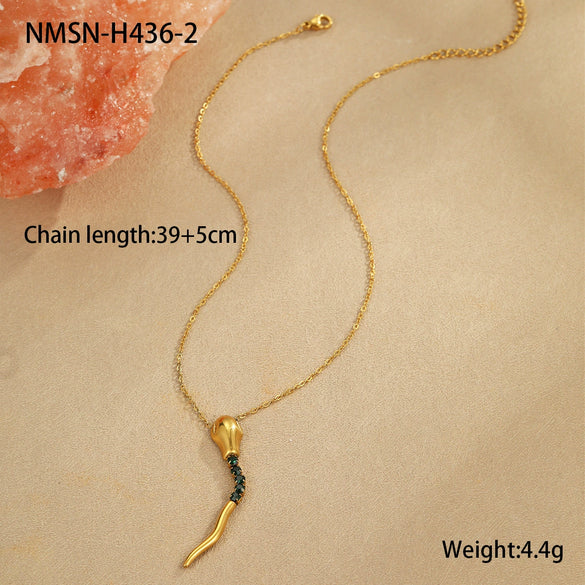 Wholesale Stainless Steel Geometric Tassel Snake Cobra Pendant Earrings Necklace With Electroplating For Women