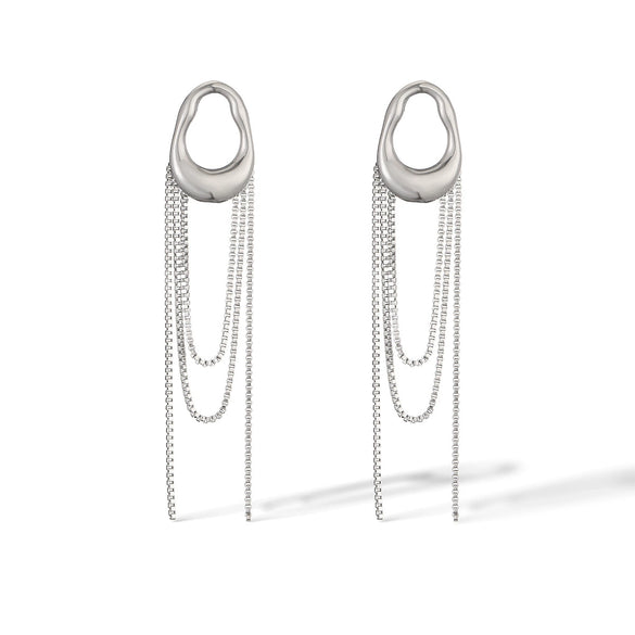 Wholesale Stainless Steel Geometric Tassel Women's Minimalist Earrings 18K Gold Plated