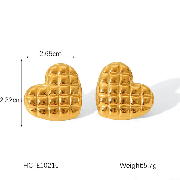 Wholesale Stainless Steel Geometric Textured Stud Earrings For Women With Electroplating