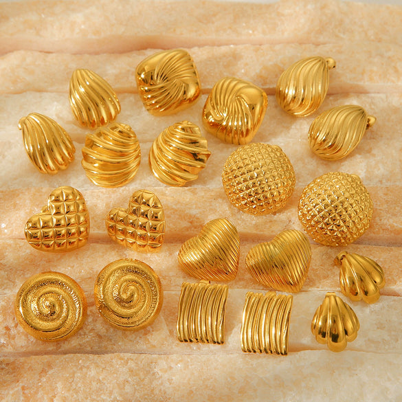Wholesale Stainless Steel Geometric Textured Stud Earrings For Women With Electroplating