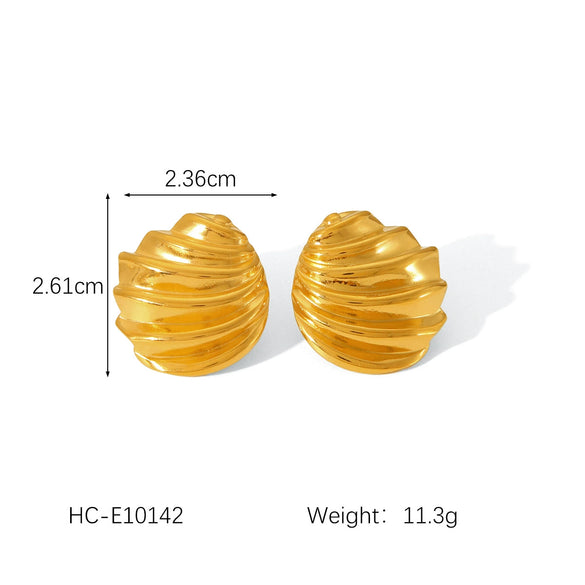 Wholesale Stainless Steel Geometric Textured Stud Earrings For Women With Electroplating