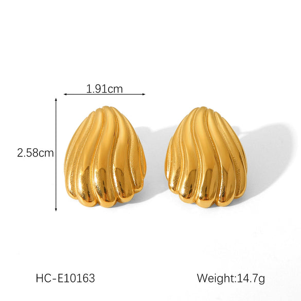 Wholesale Stainless Steel Geometric Textured Stud Earrings For Women With Electroplating