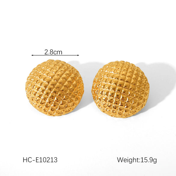 Wholesale Stainless Steel Geometric Textured Stud Earrings For Women With Electroplating
