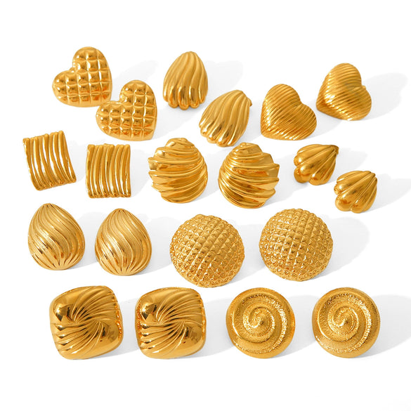 Wholesale Stainless Steel Geometric Textured Stud Earrings For Women With Electroplating