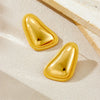 Wholesale Stainless Steel Geometric Three Dimensional Irregular Triangle Bread Pattern Electroplated Women's Earrings