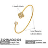 Wholesale Stainless Steel Geometric Threedimensional Floral Zirconencrusted Goldplated Open Thin Ring Bracelet Set Fashion Jewelry