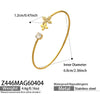 Wholesale Stainless Steel Geometric Threedimensional Floral Zirconencrusted Goldplated Open Thin Ring Bracelet Set Fashion Jewelry