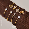 Wholesale Stainless Steel Geometric Threedimensional Floral Zirconencrusted Goldplated Open Thin Ring Bracelet Set Fashion Jewelry