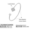 Wholesale Stainless Steel Geometric Threedimensional Floral Zirconencrusted Goldplated Open Thin Ring Bracelet Set Fashion Jewelry