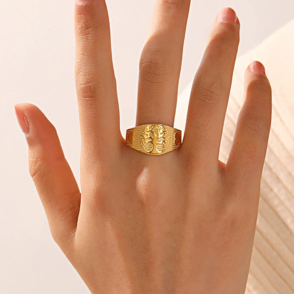 Wholesale Stainless Steel Geometric Tree Of Life Electroplated Ring For Women