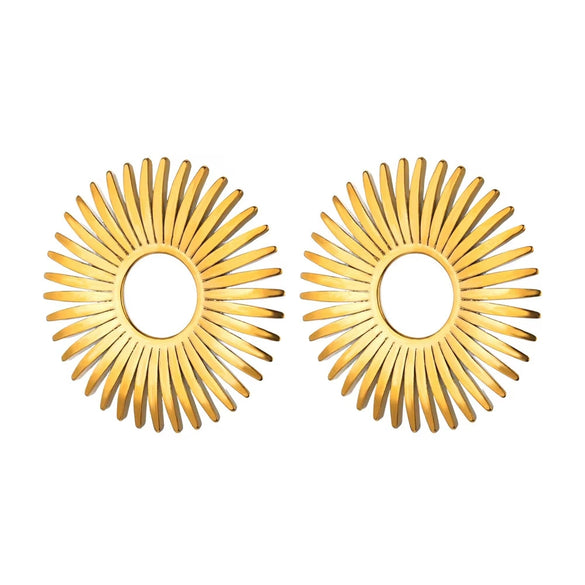 Wholesale Stainless Steel Geometric Triangle Pattern Edge Ring Earrings With Electroplating Jewelry