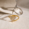 Wholesale Stainless Steel Geometric Triangle Rhinestone Open Ring With Electroplating For Unisex