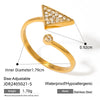 Wholesale Stainless Steel Geometric Triangle Rhinestone Open Ring With Electroplating For Unisex