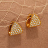 Wholesale 316L Stainless Steel Geometric Triangle Zircon Earrings With Electroplating For Women Light Style