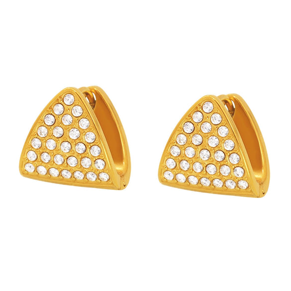 Wholesale 316L Stainless Steel Geometric Triangle Zircon Earrings With Electroplating For Women Light Style