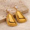 Wholesale Stainless Steel Geometric Triangular Bread Pattern Edge Hoop Earrings 18K Gold Electroplated Nonfading Jewelry