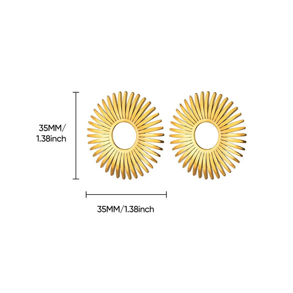 Wholesale Stainless Steel Geometric Triangular Bread Pattern Edge Hoop Earrings 18K Gold Electroplated Nonfading Jewelry