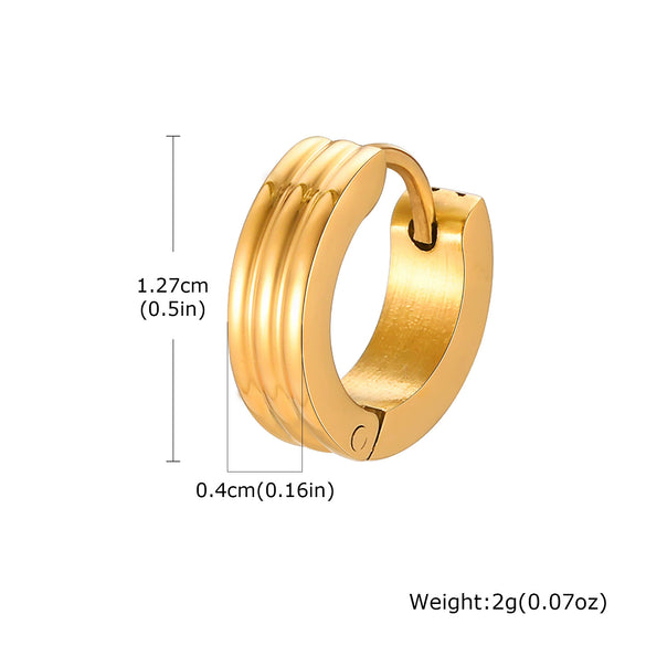 Wholesale Stainless Steel Geometric Tricyclic Men's Ear Ring Electroplated Fashion Jewelry