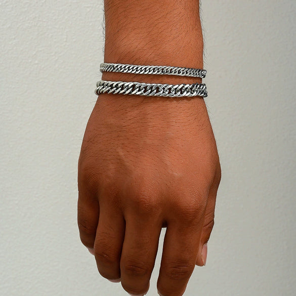 Wholesale Stainless Steel Geometric Twist Chain Bracelet 7Piece Set Electroplated Unisex