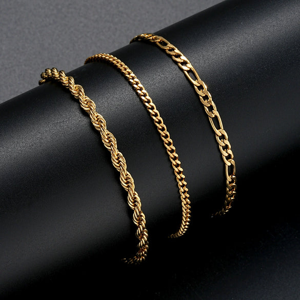 Wholesale Stainless Steel Geometric Twist Chain Bracelet 7Piece Set Electroplated Unisex