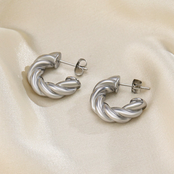 Wholesale Stainless Steel Geometric Twist Ctype Earrings For Women 18K Gold Plated