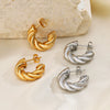 Wholesale Stainless Steel Geometric Twist Ctype Earrings For Women 18K Gold Plated