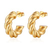 Wholesale Stainless Steel Geometric Twist Ctype Earrings For Women 18K Gold Plated