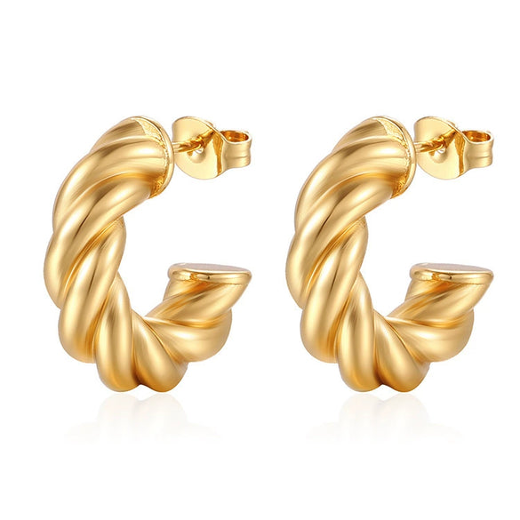 Wholesale Stainless Steel Geometric Twist Ctype Earrings For Women 18K Gold Plated