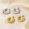 Wholesale Stainless Steel Geometric Twist Ctype Earrings For Women 18K Gold Plated