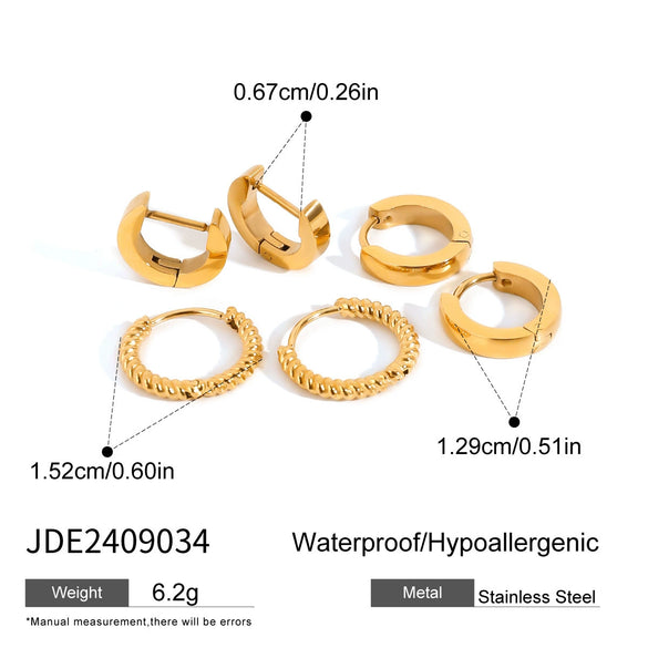 Wholesale Stainless Steel Geometric Twist Ear Buckle Earrings Three Pair Set Electroplated For Women