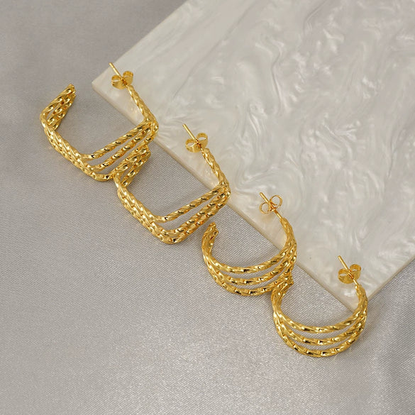 Wholesale Stainless Steel Geometric Twist Earrings For Women With Electroplating Design