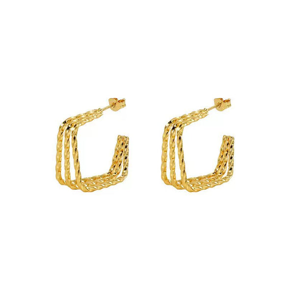 Wholesale Stainless Steel Geometric Twist Earrings For Women With Electroplating Design