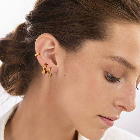 Wholesale Stainless Steel Geometric Twist Earrings With Electroplating For Women