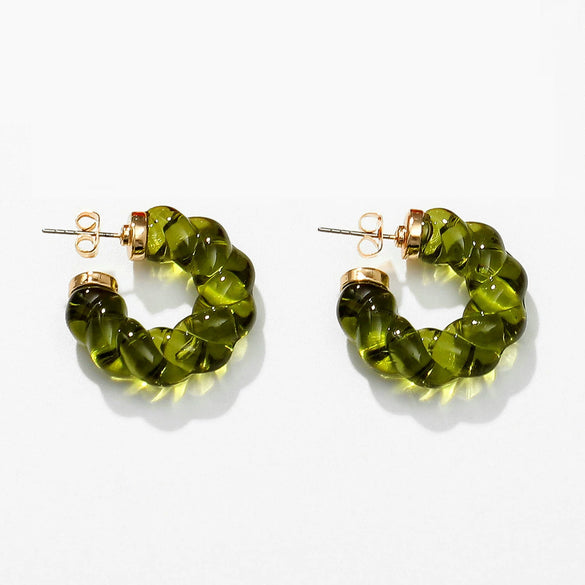 Wholesale Stainless Steel Geometric Twist Hoop Cshaped Earrings With Electroplating Treatment