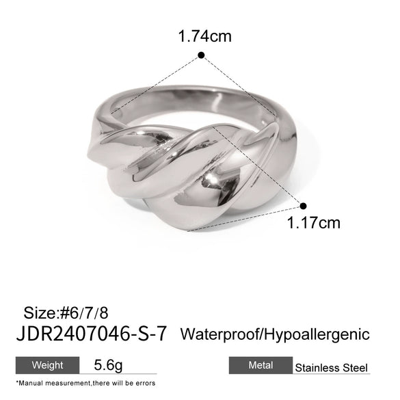 Wholesale Stainless Steel Geometric Twist Ring Electroplated Hand Jewelry For Women